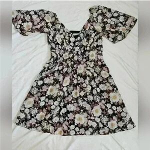 Abercrombie & Fitch Angel Sleeve Smocked Waist Mini Dress